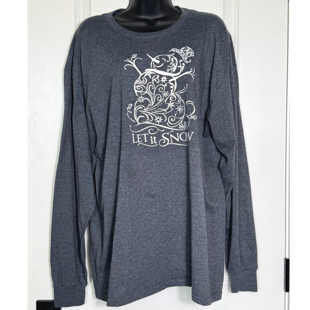 Fruit of the Loom Let It Snow Long‎ Sleeve Graphic Tee XL Christmas